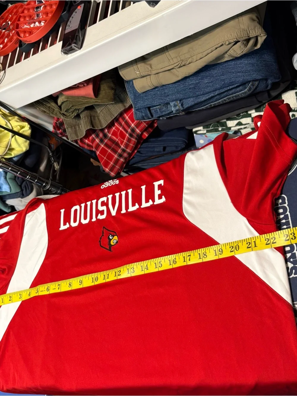adidas Louisville Red and White Men's Athletic Jersey